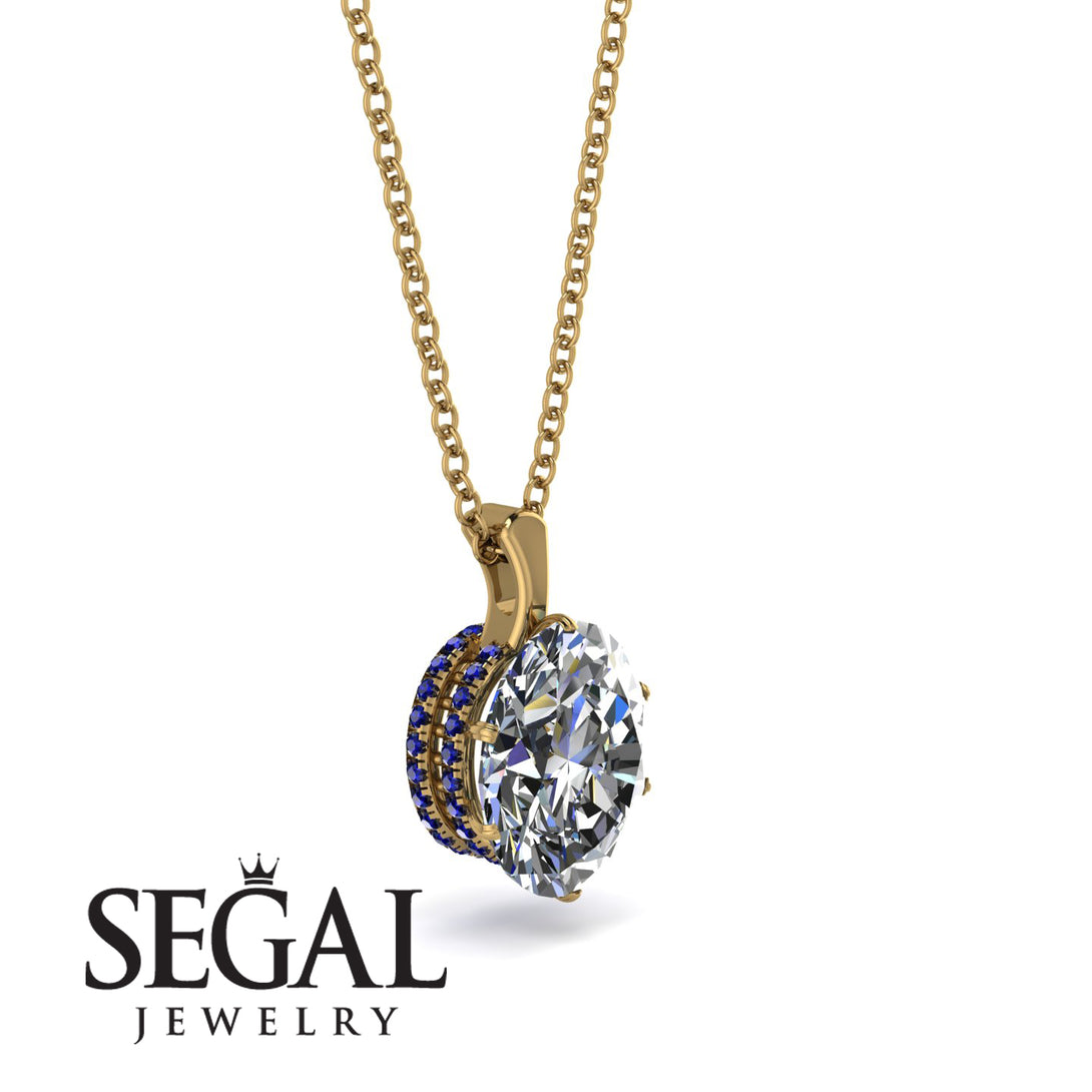 Oval Diamond Hidden Halo Necklace - Gemma No. 61