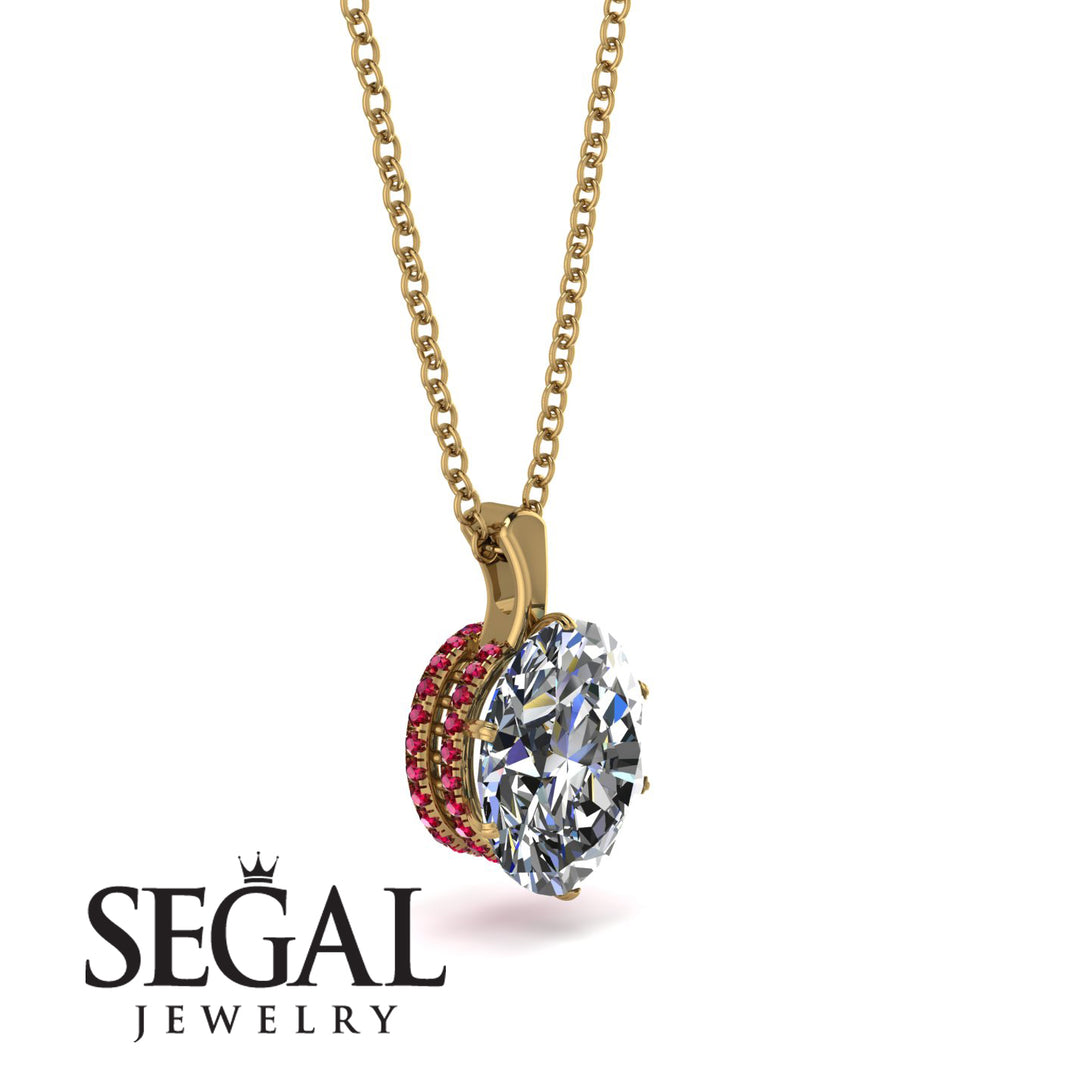 Oval Diamond Hidden Halo Necklace - Gemma No. 46