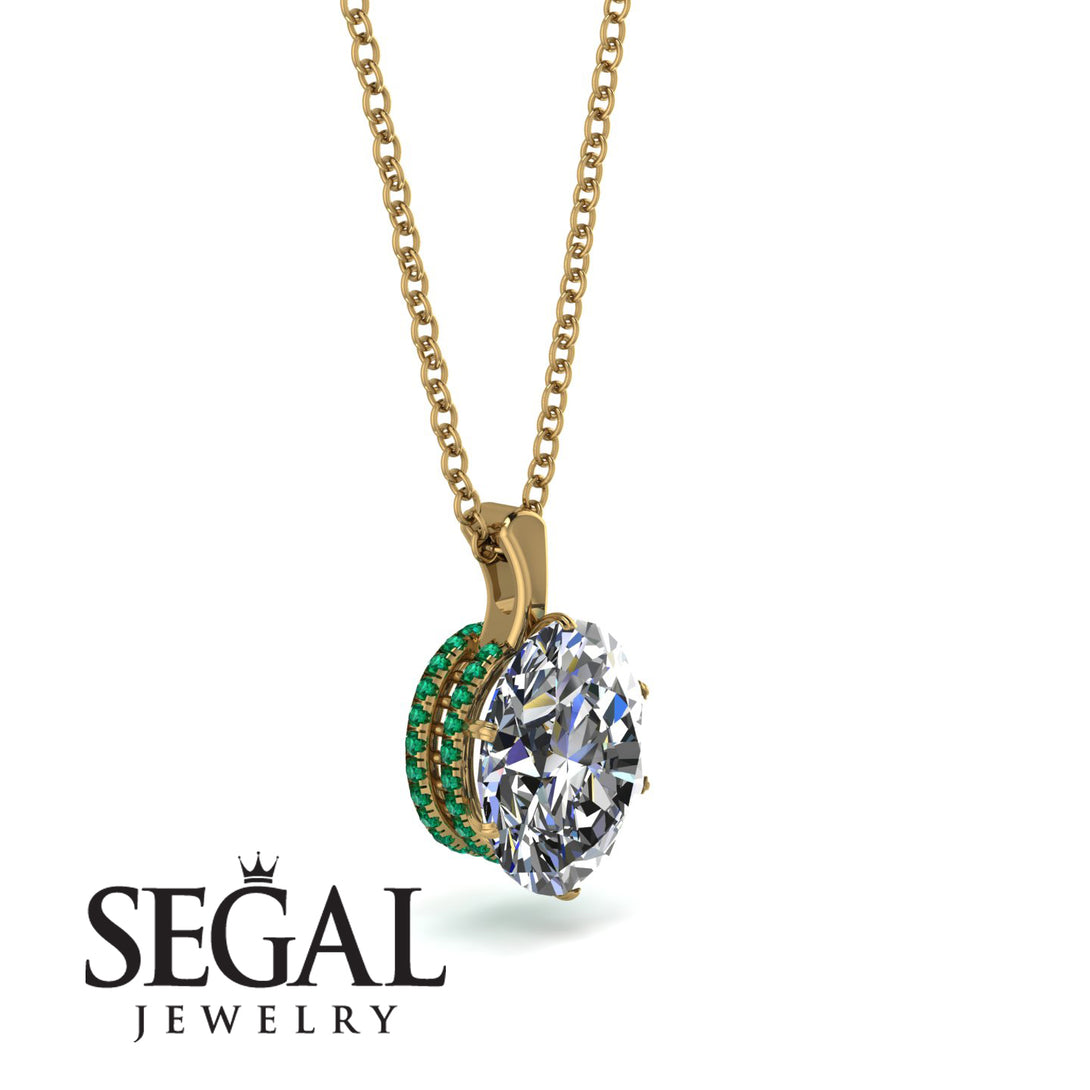 Oval Diamond Hidden Halo Necklace - Gemma No. 16