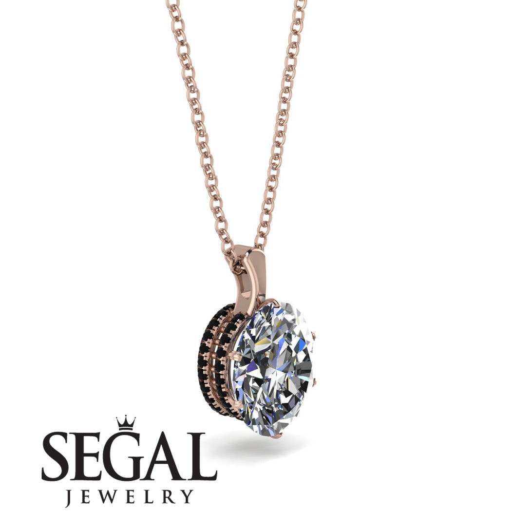 Oval Diamond Hidden Halo Necklace - Gemma No. 32