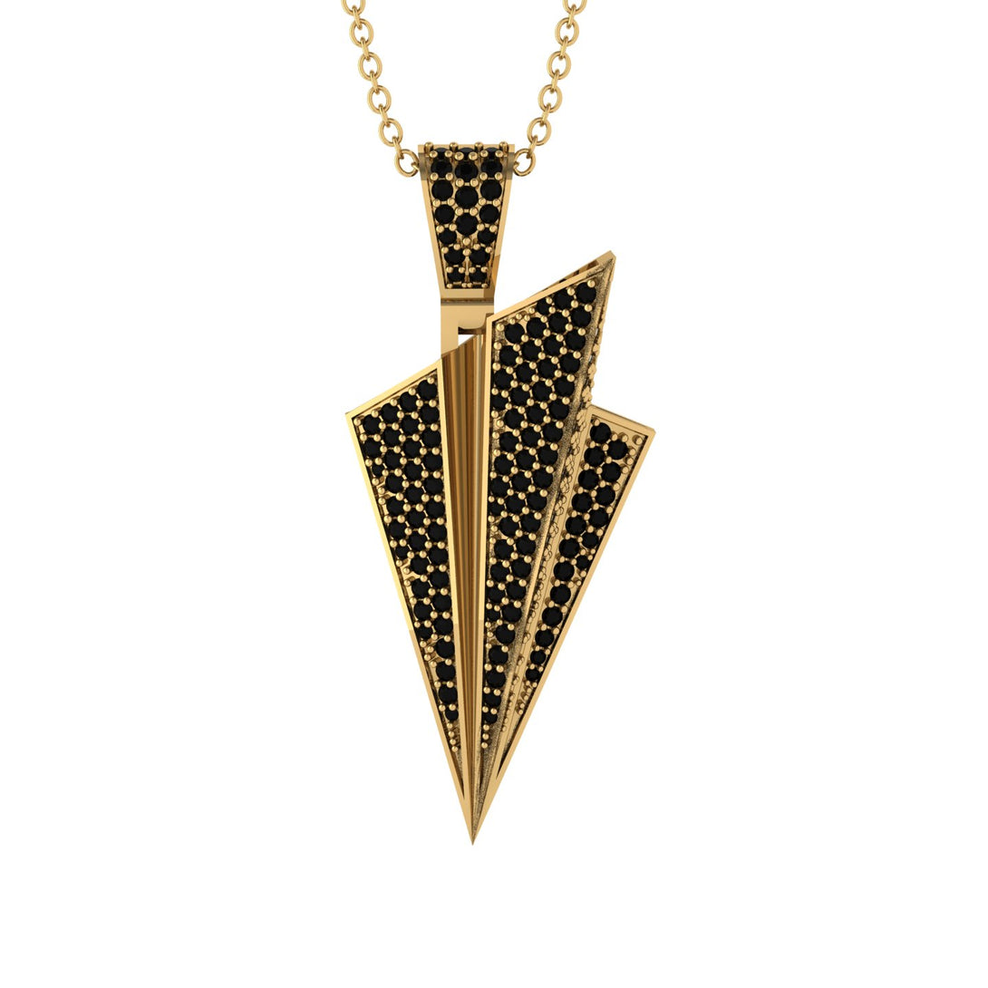 Paper Airplane Black Diamond Necklace For Men - Walter No. 7