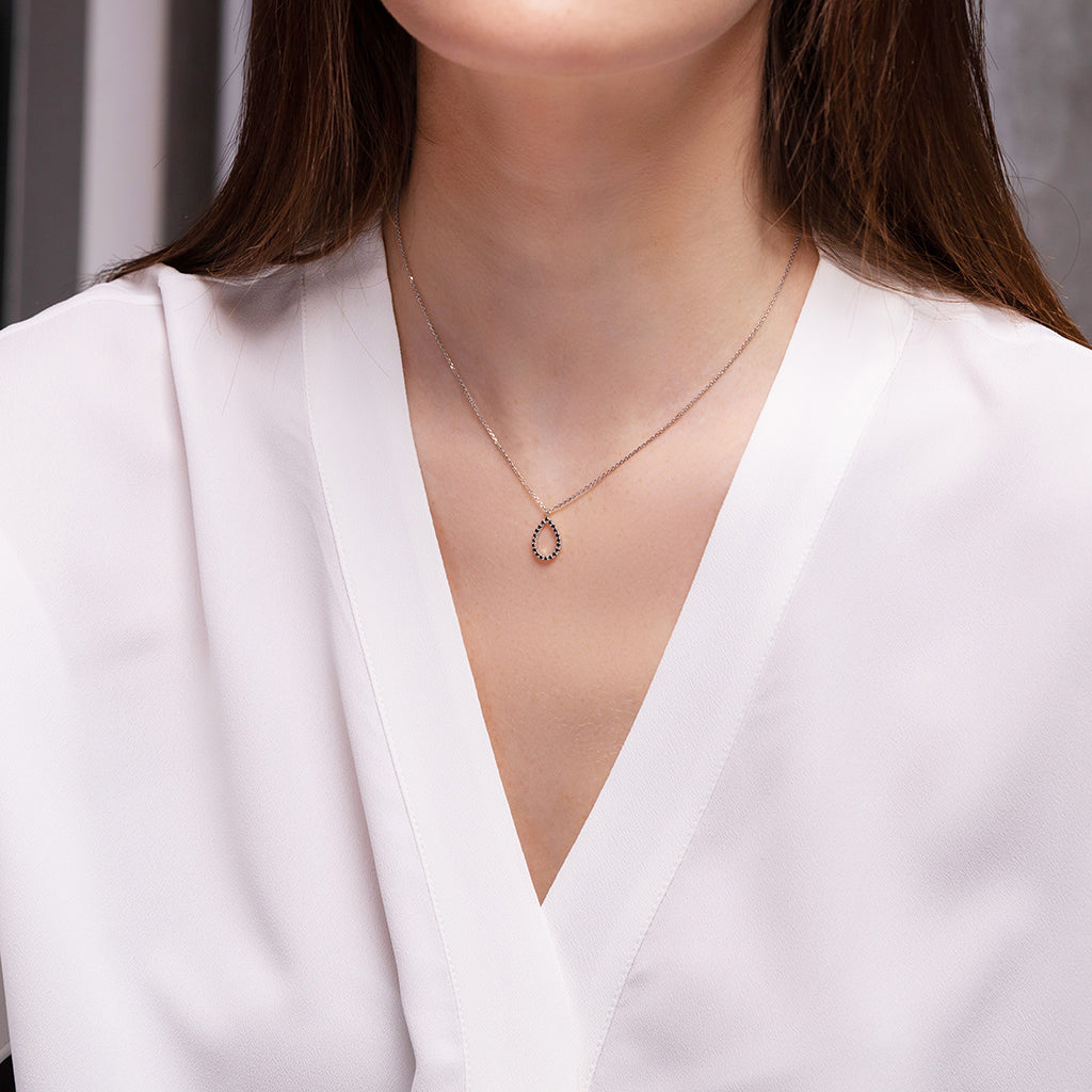 Pear Black Diamond Necklace - Amina No. 7