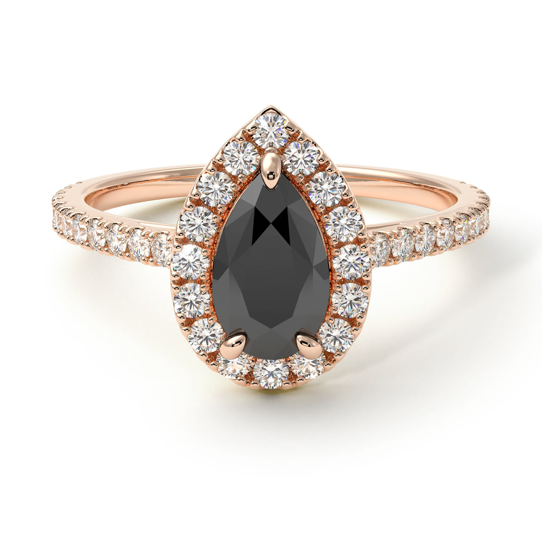 Pear Shaped Halo Diamond Ring - Janet No. 17