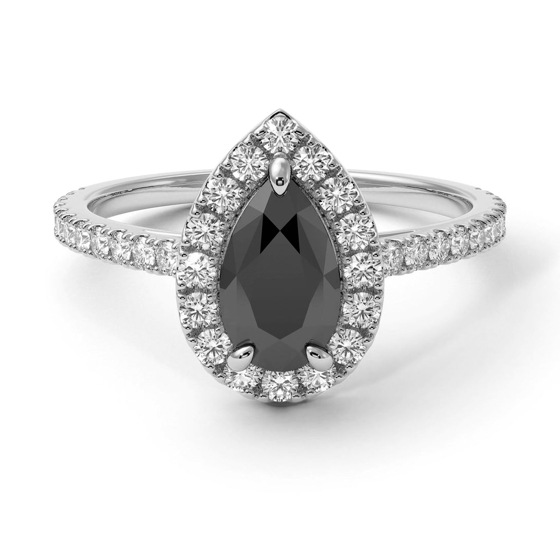 Pear Shaped Halo Diamond Ring - Janet No. 18