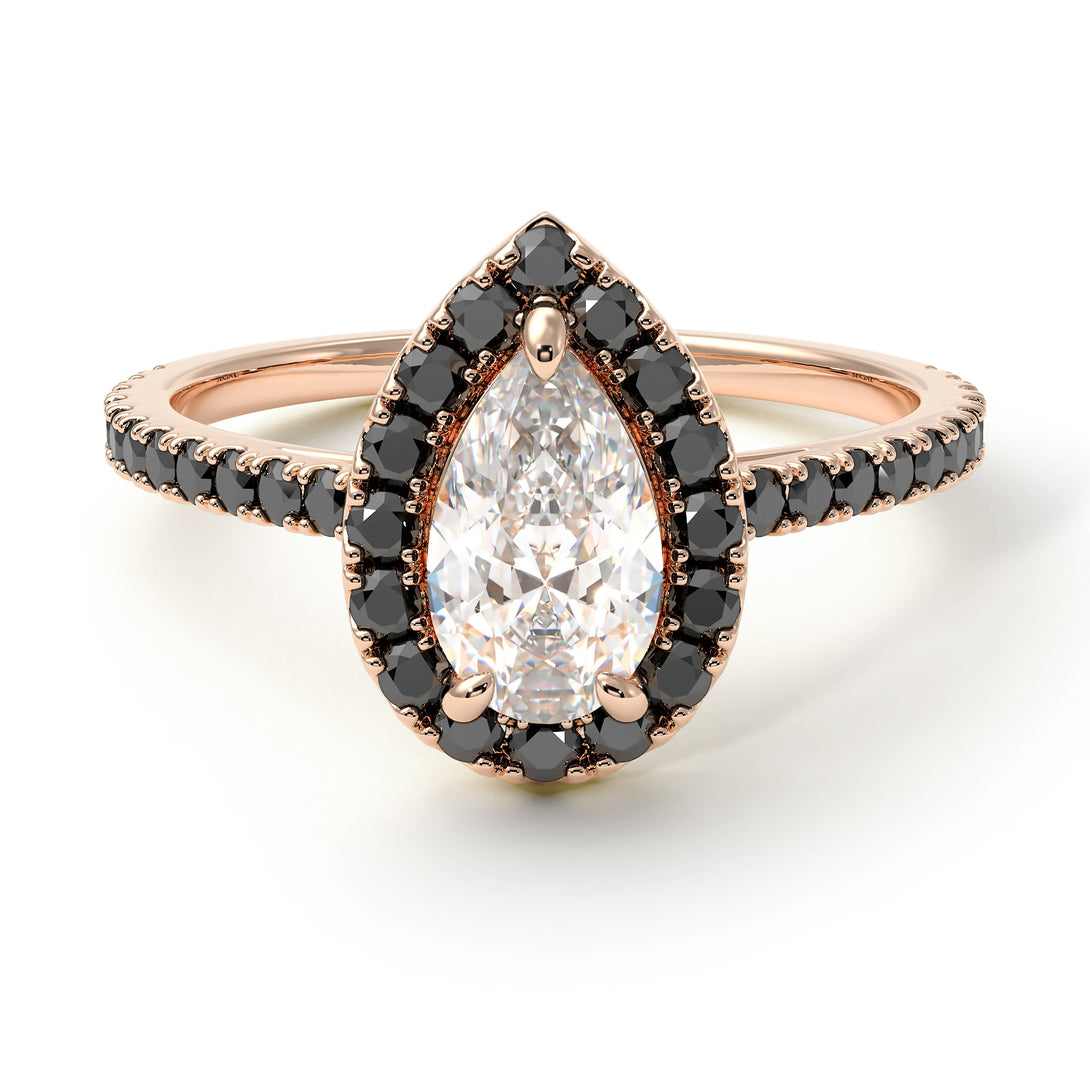 Pear Shaped Halo Diamond Ring - Janet No. 14