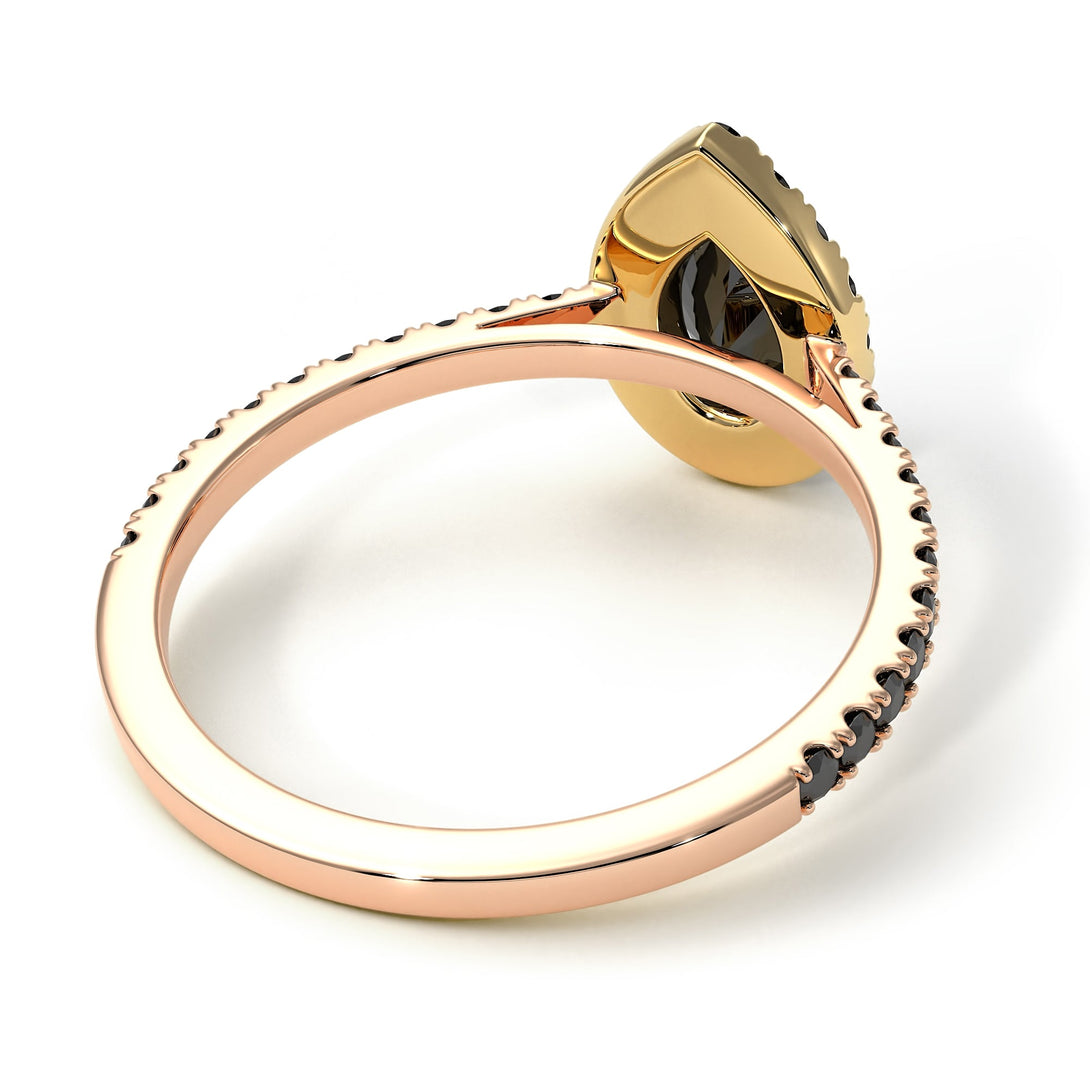 Two Tones Pear Shaped Halo Diamond Ring - Janet No. 10