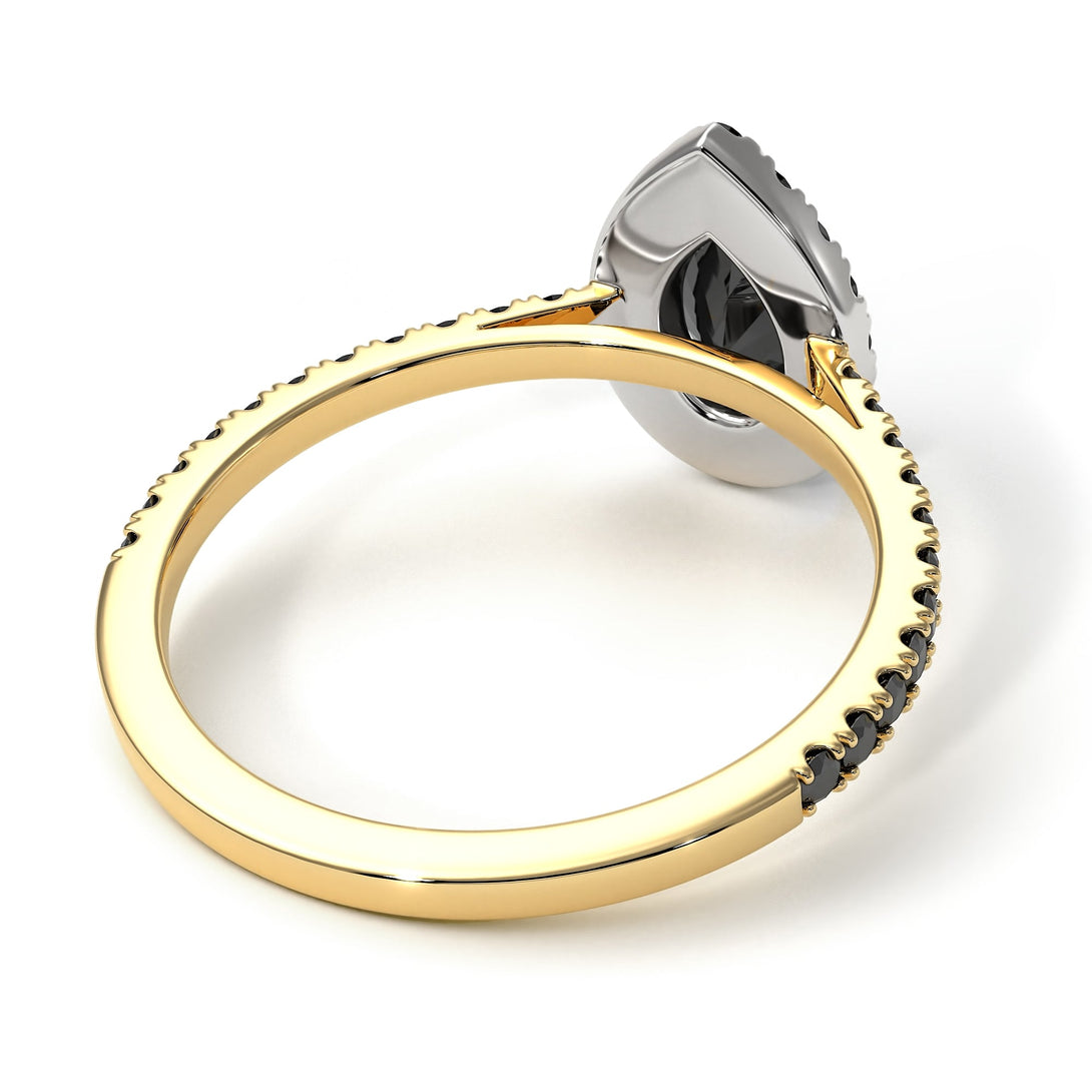 Two Tones Pear Shaped Halo Diamond Ring - Janet No. 11