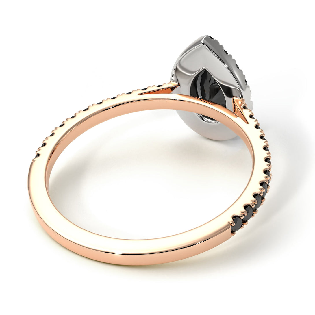 Two Tones Pear Shaped Halo Diamond Ring - Janet No. 12