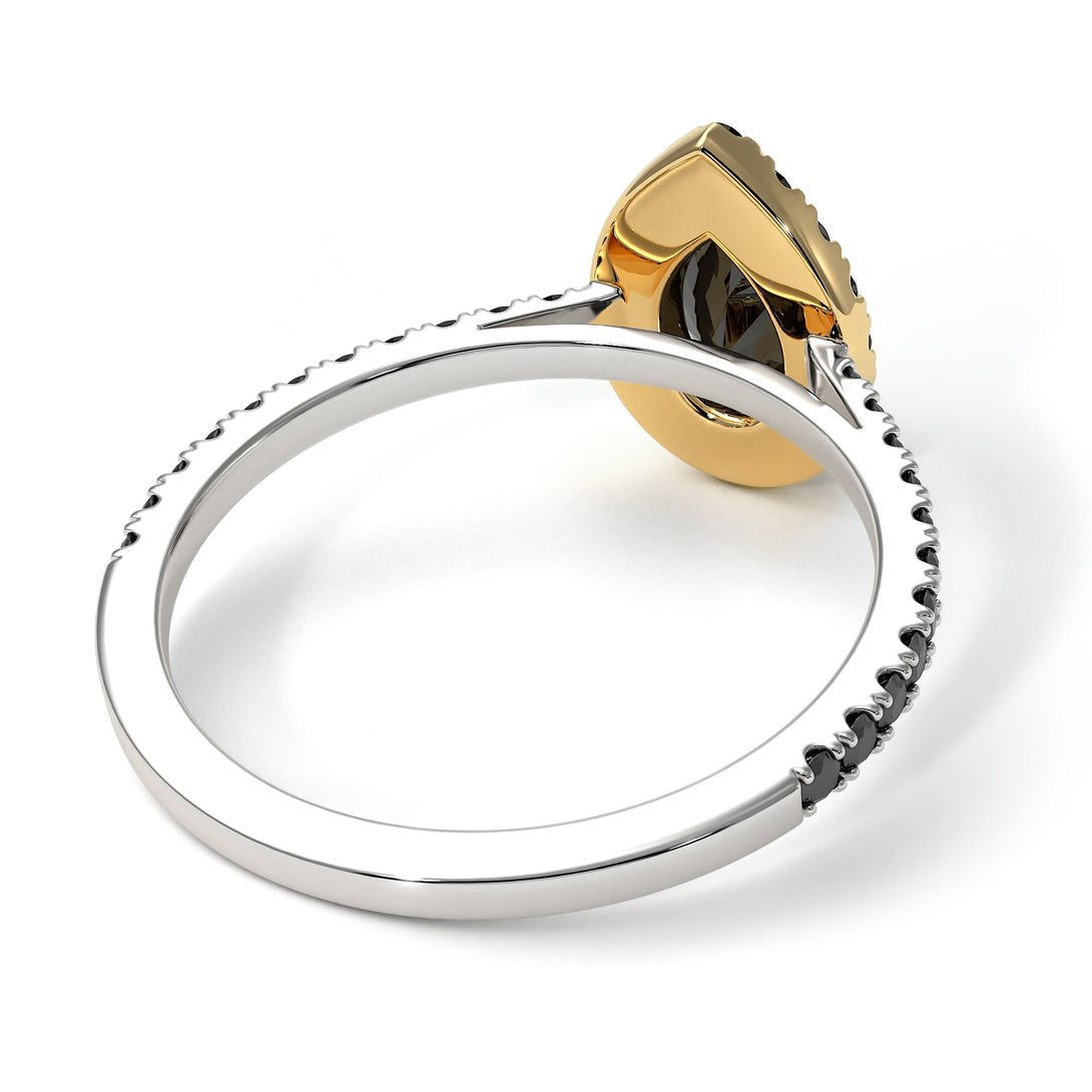 Two Tones Pear Shaped Halo Diamond Ring - Janet No. 11