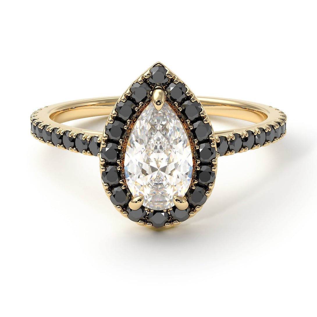 Pear Shaped Halo Diamond Ring - Janet No. 13