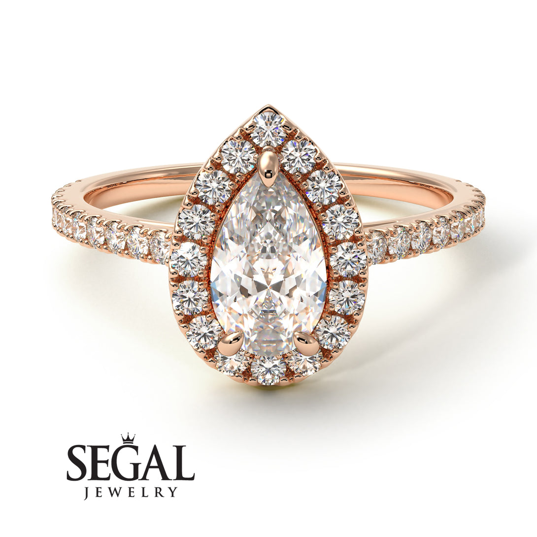 Pear Shaped Halo Diamond Ring - Janet No. 2