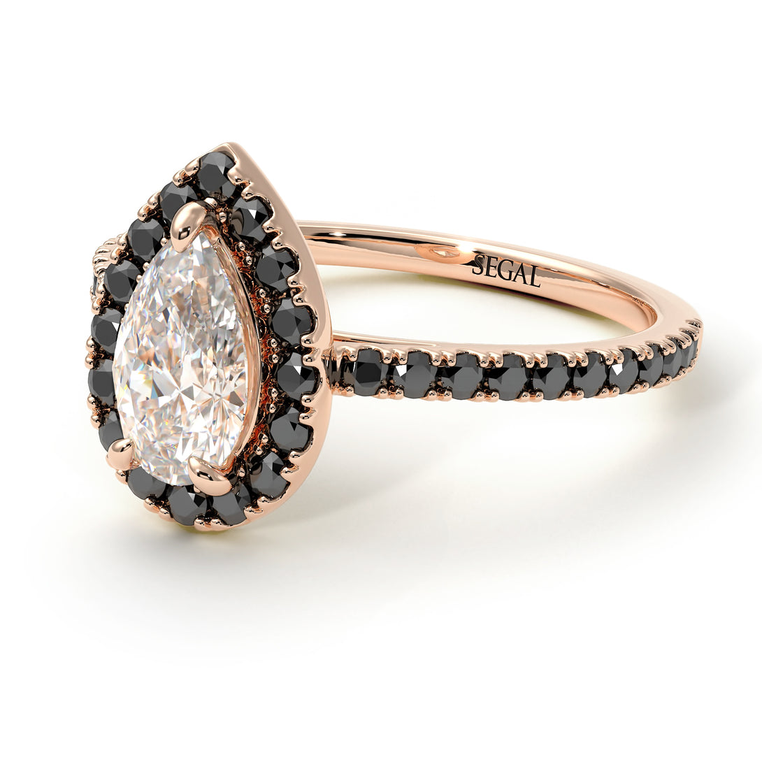 Pear Shaped Halo Diamond Ring - Janet No. 14