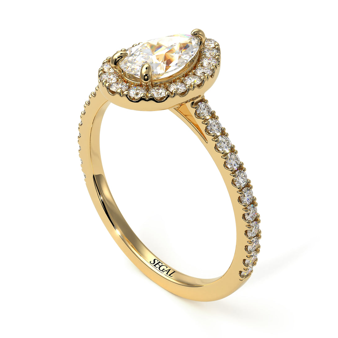 Pear Shaped Halo Diamond Ring - Janet No. 1