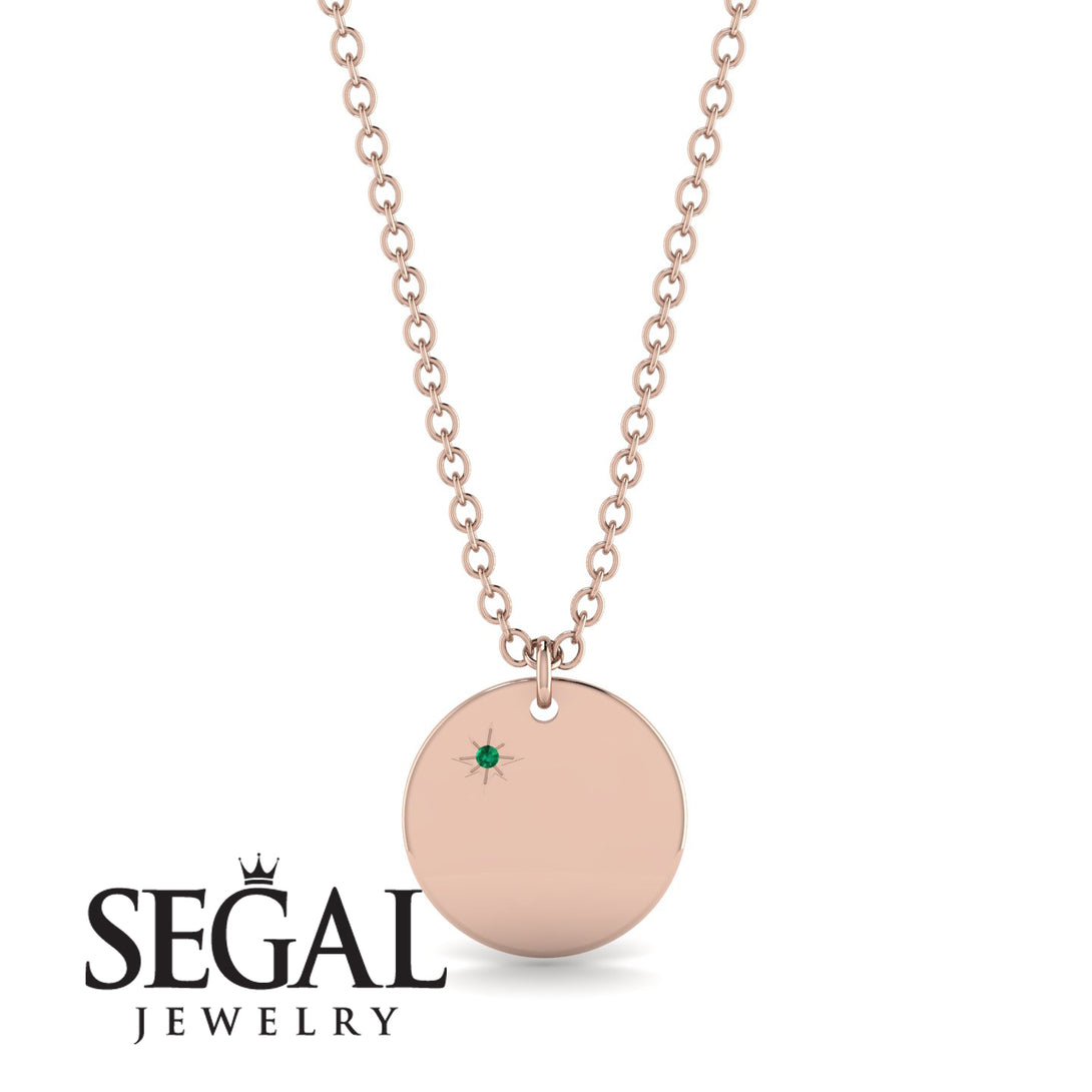 Emerald Gold Round Necklace - Ariella No. 5