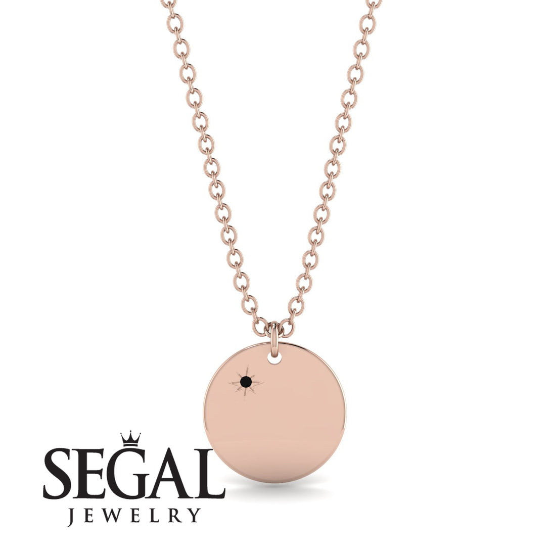 Black Diamond Gold Round Necklace - Ariella No. 8