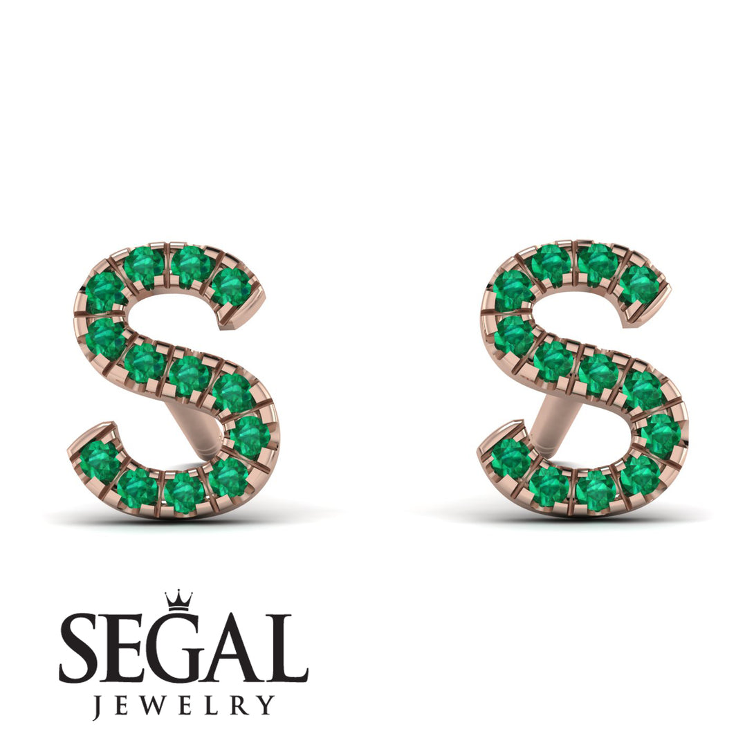 Personalised Initial Emerald Earrings - Gloria No. 5