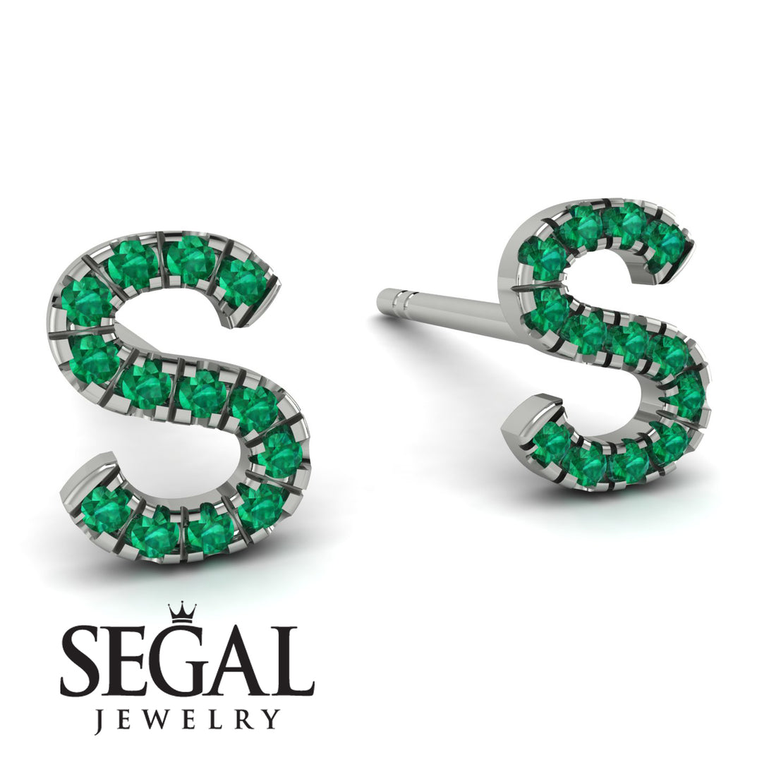 Personalised Initial Emerald Earrings - Gloria No. 6