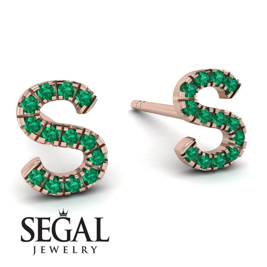 Personalised Initial Emerald Earrings - Gloria No. 5