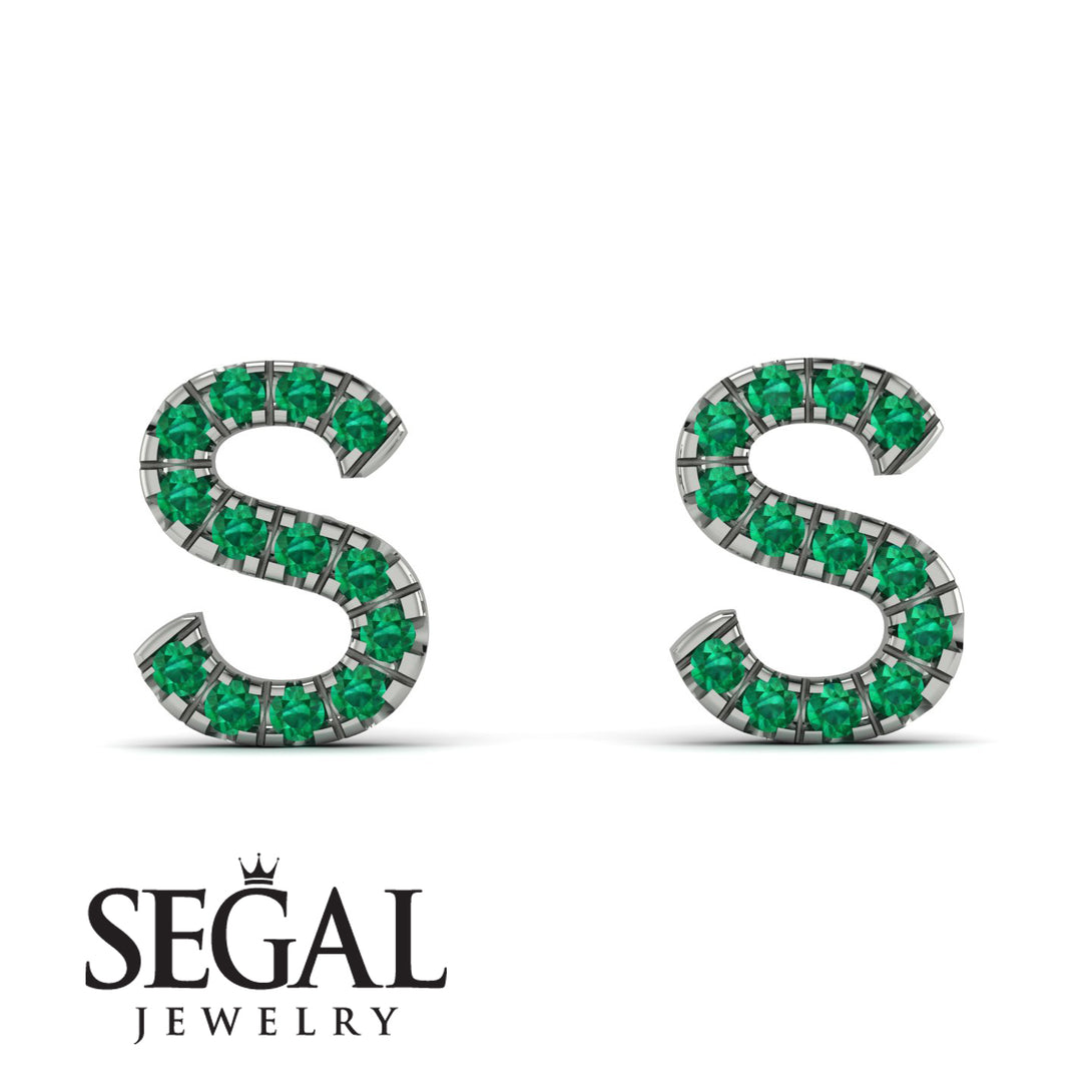 Personalised Initial Emerald Earrings - Gloria No. 6