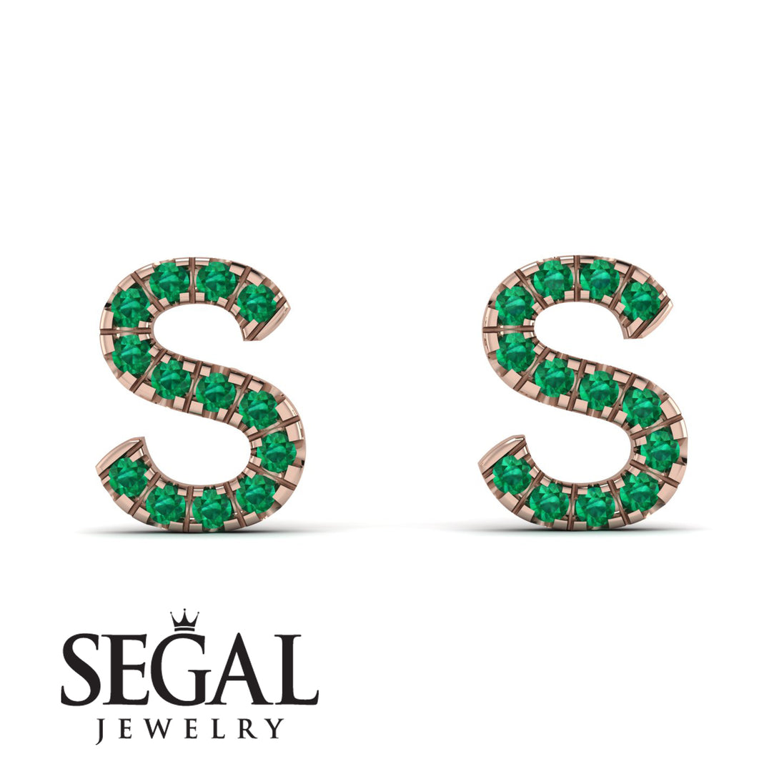 Personalised Initial Emerald Earrings - Gloria No. 5