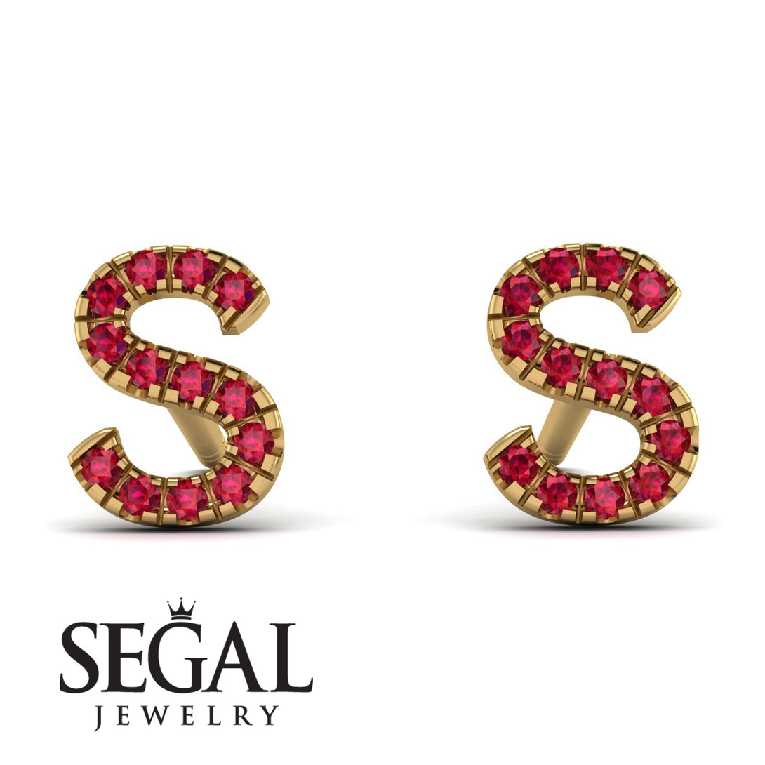 Personalised Initial Ruby Earrings - Gloria No. 10
