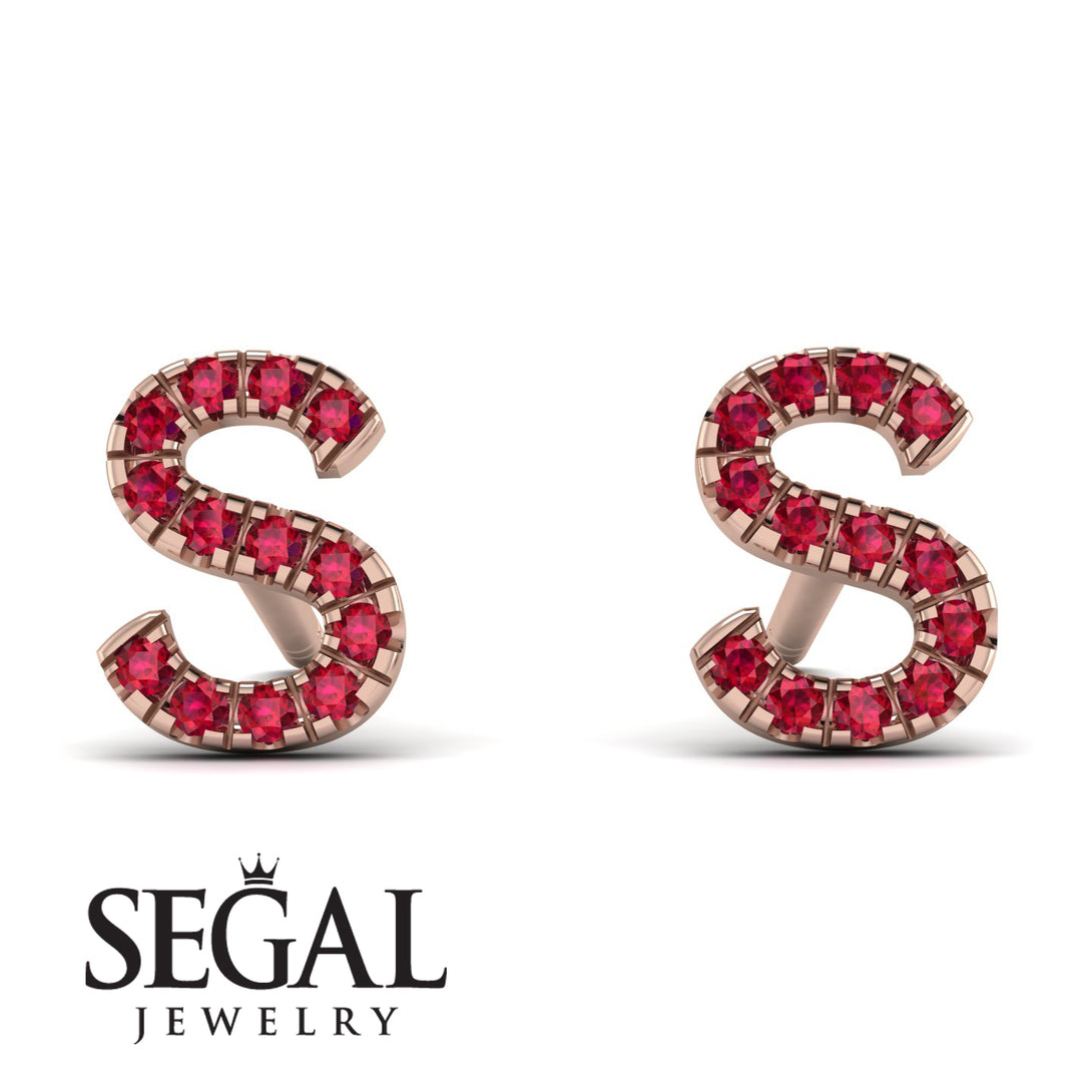 Personalised Initial Ruby Earrings - Gloria No. 11