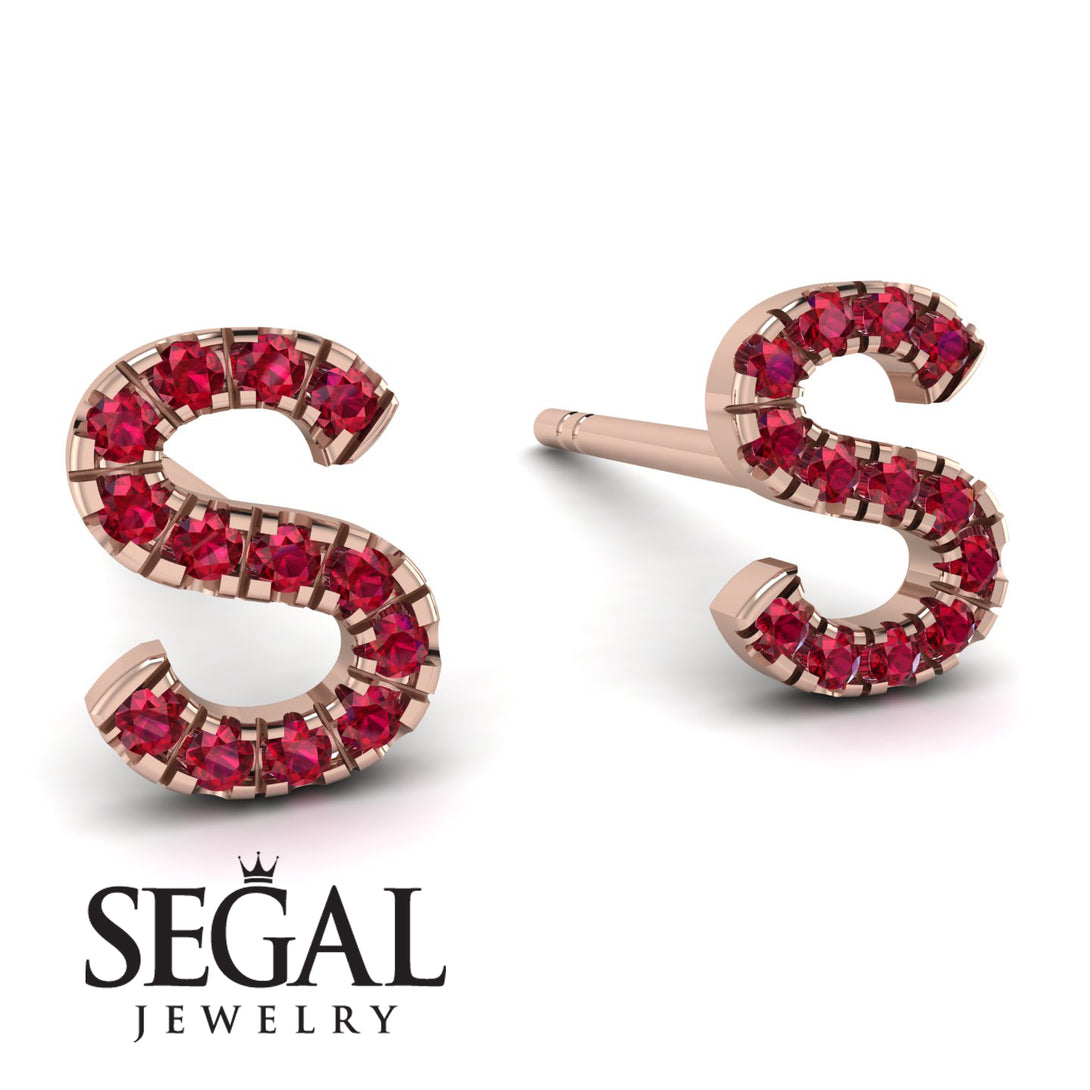 Personalised Initial Ruby Earrings - Gloria No. 11