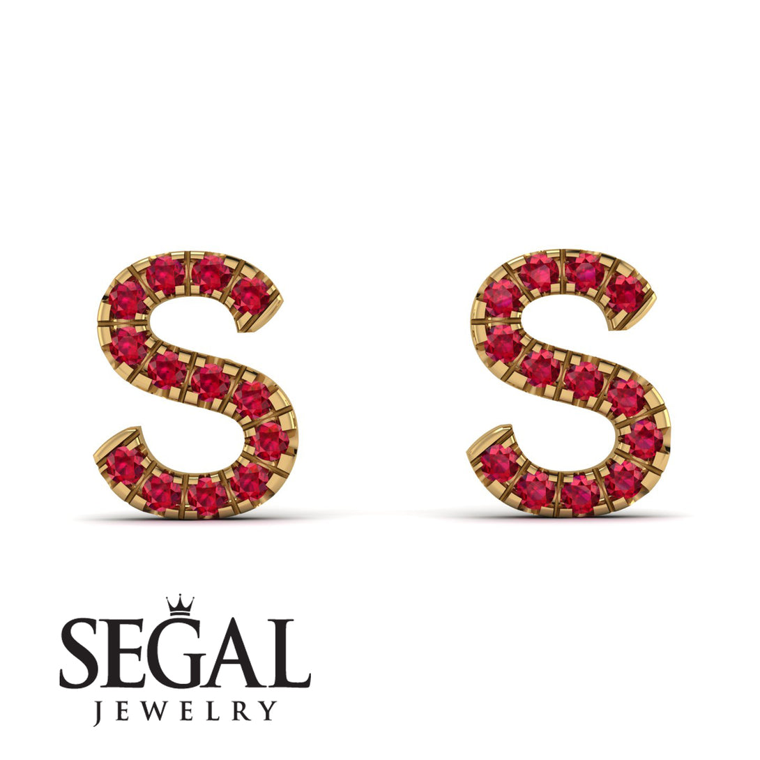 Personalised Initial Ruby Earrings - Gloria No. 10