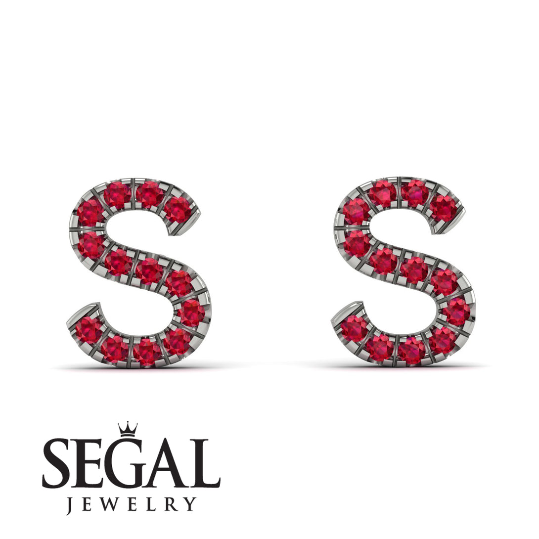 Personalised Initial Ruby Earrings - Gloria No. 12