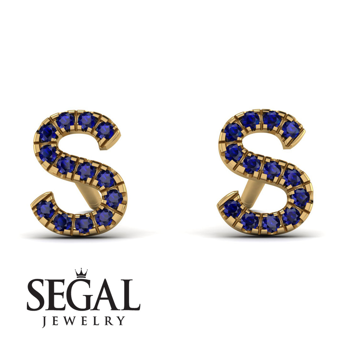 Personalised Initial Sapphire Earrings - Gloria No. 13