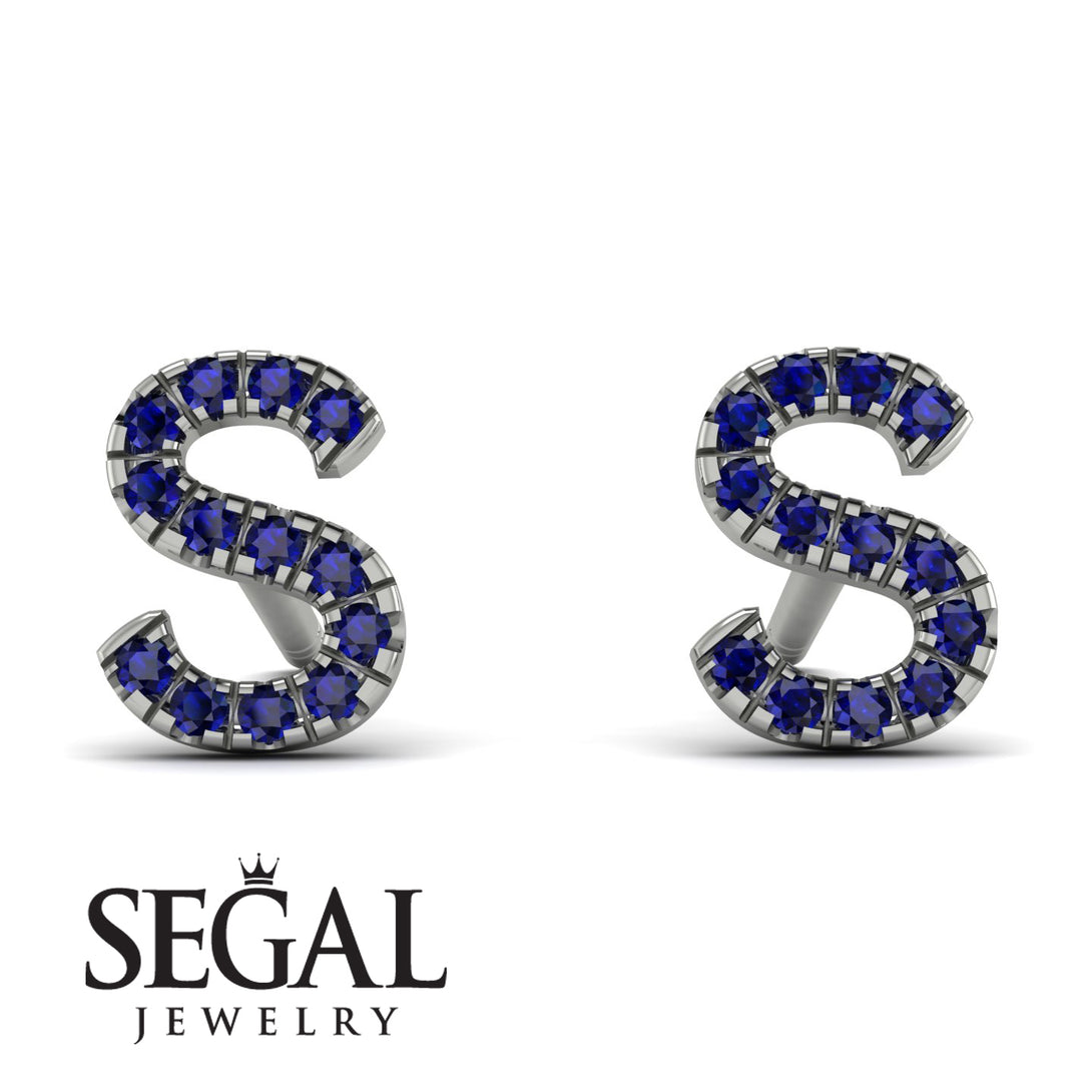 Personalised Initial Sapphire Earrings - Gloria No. 15