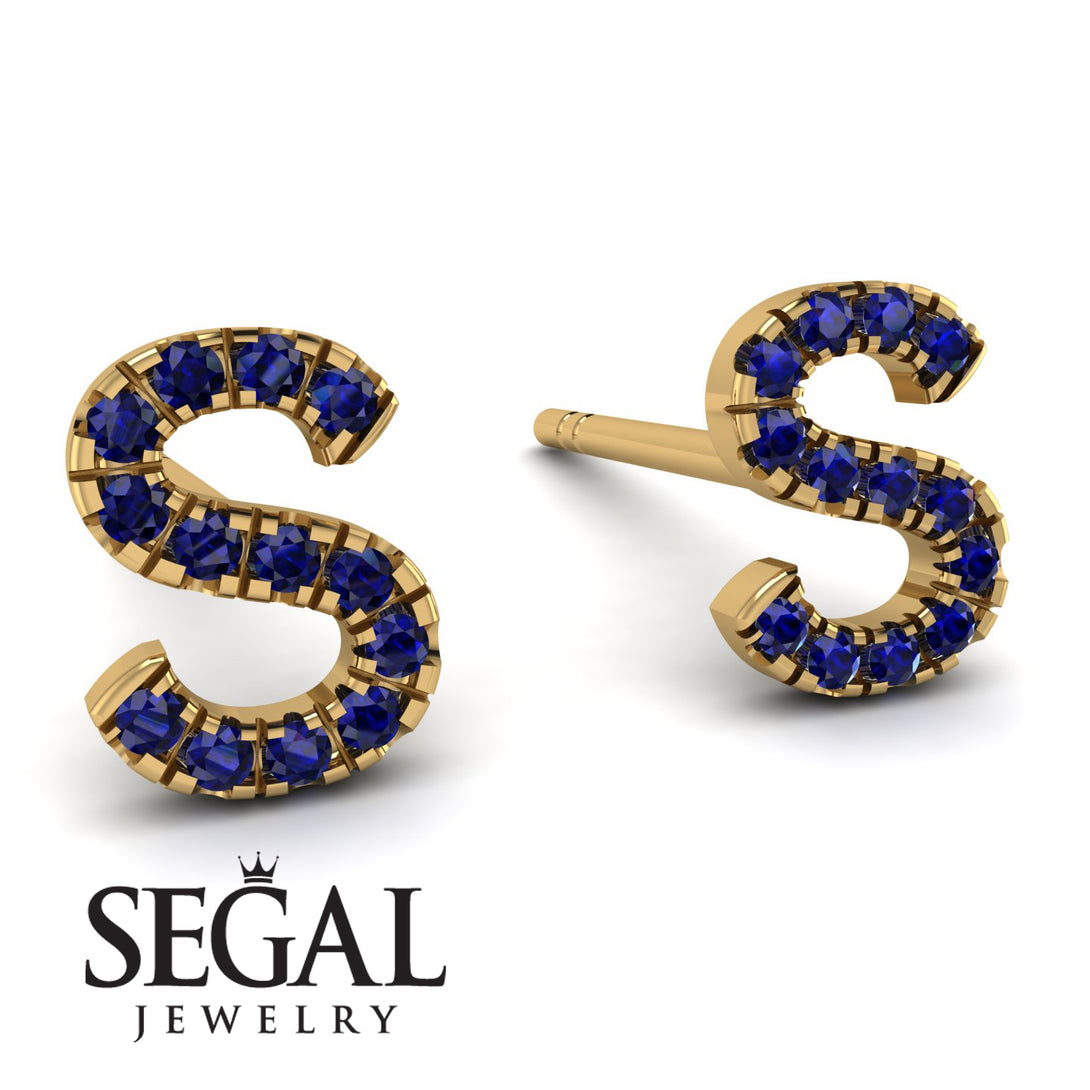 Personalised Initial Sapphire Earrings - Gloria No. 13