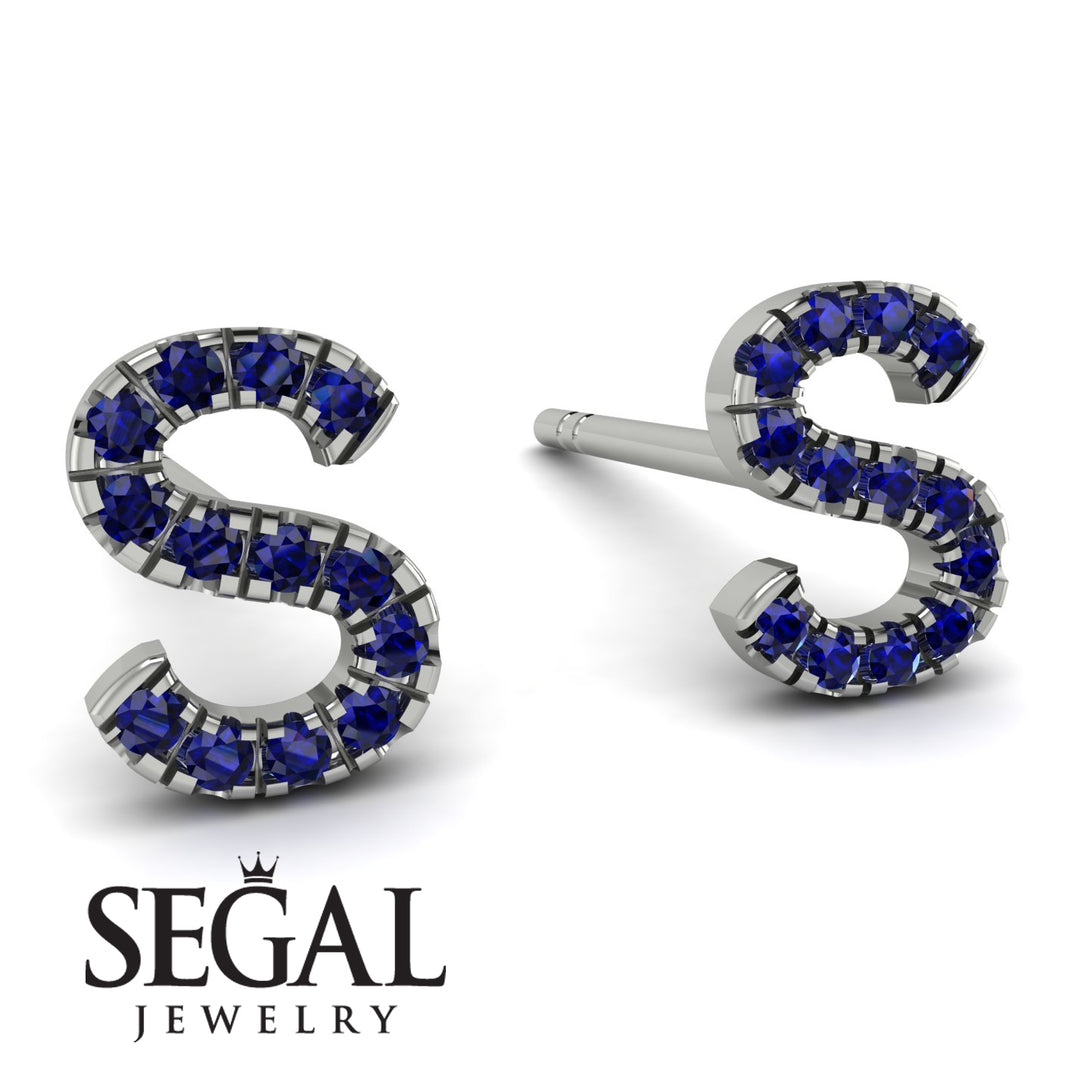 Personalised Initial Sapphire Earrings - Gloria No. 15
