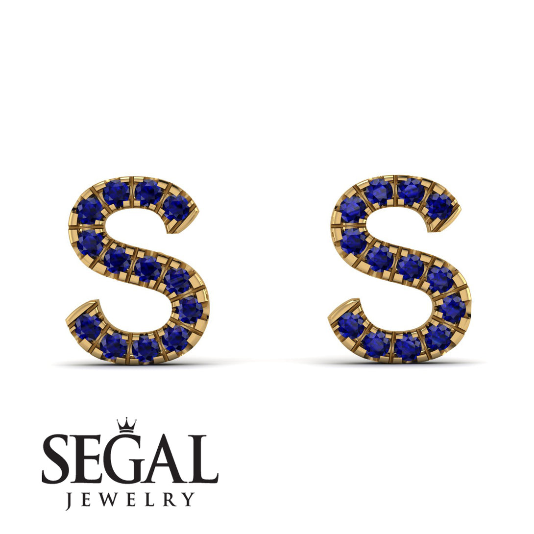 Personalised Initial Sapphire Earrings - Gloria No. 13