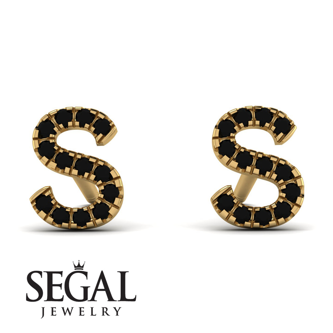 Personalised Initial Black Diamond Earrings - Gloria No. 7