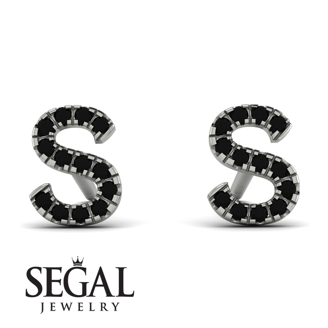 Personalised Initial Black Diamond Earrings - Gloria No. 9