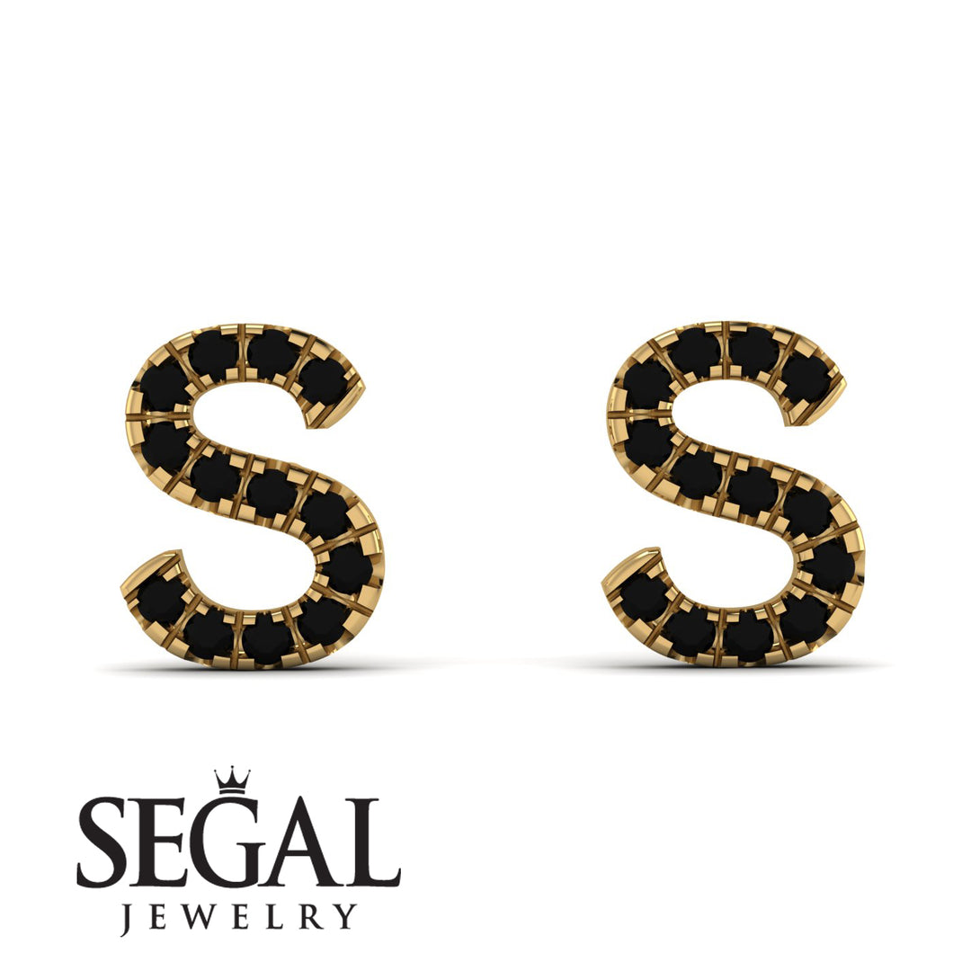 Personalised Initial Black Diamond Earrings - Gloria No. 7