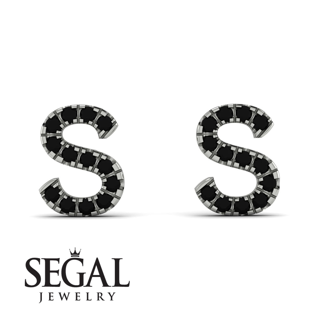 Personalised Initial Black Diamond Earrings - Gloria No. 9