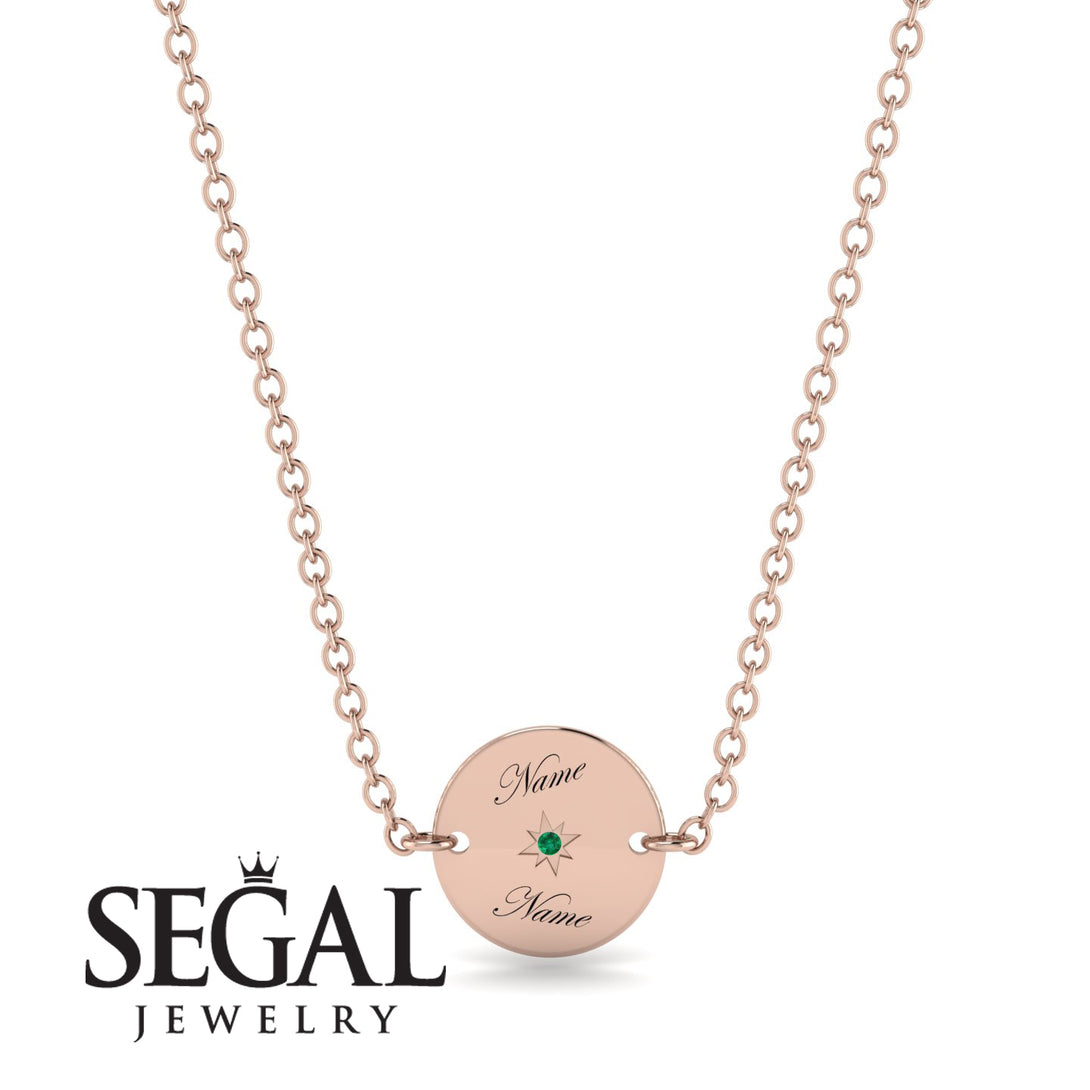 Personalised Round Emerald Necklace - Lena No. 5