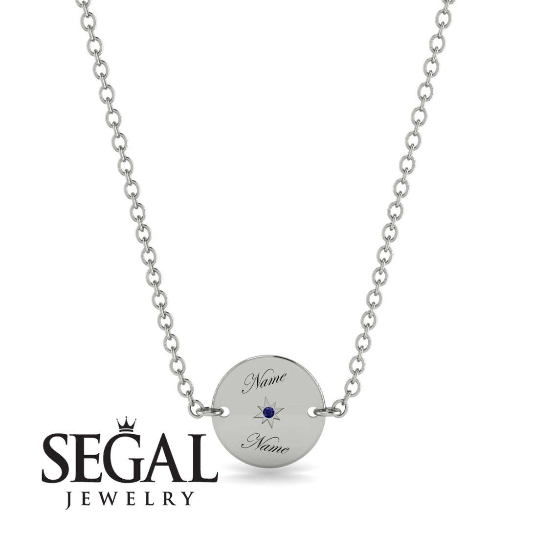 Personalised Round Sapphire Necklace - Lena No. 15