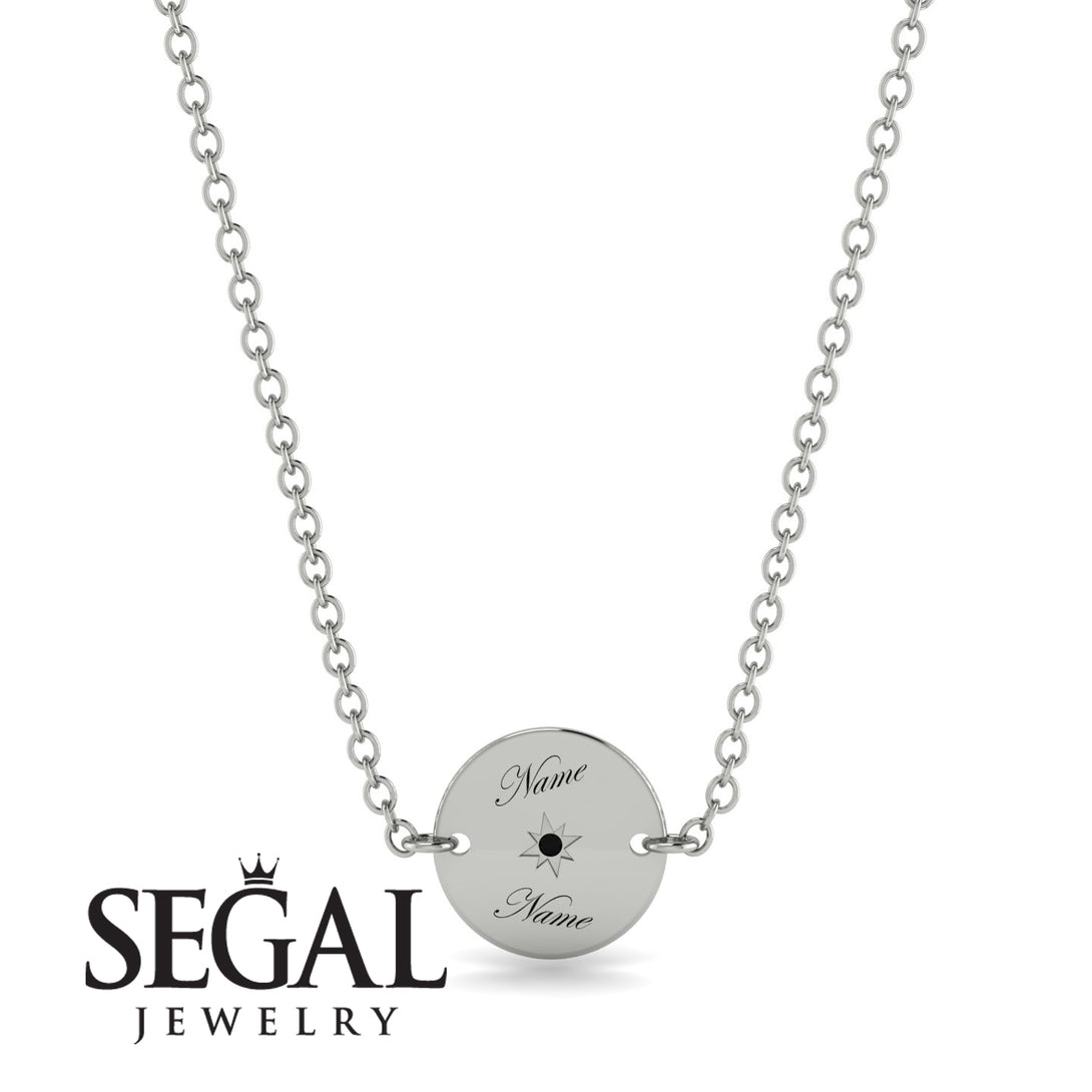 Personalised Round Black Diamond Necklace - Lena No. 9