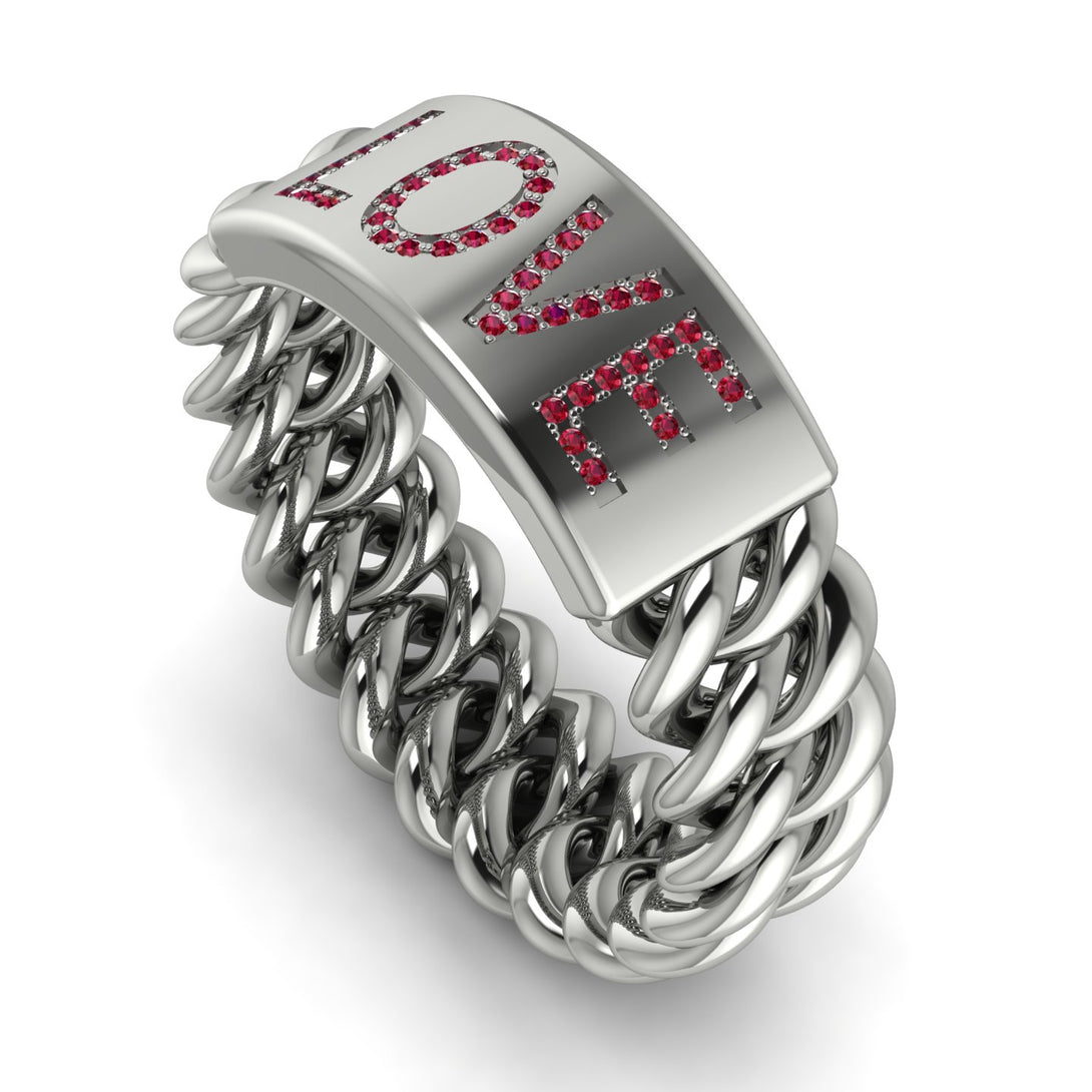 Personalized Ruby Chain Ring - Lucia No. 12