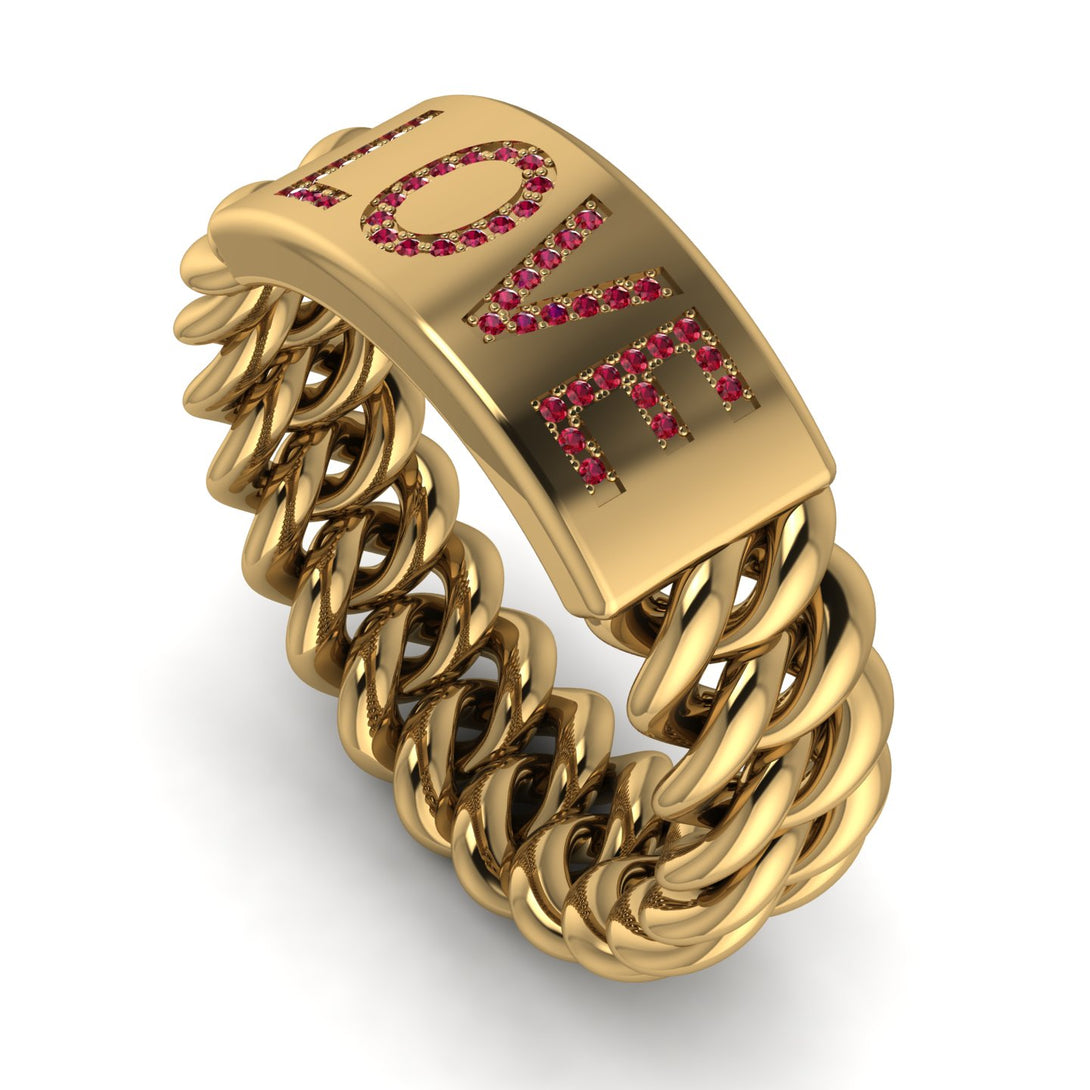 Personalized Ruby Chain Ring - Lucia No. 10
