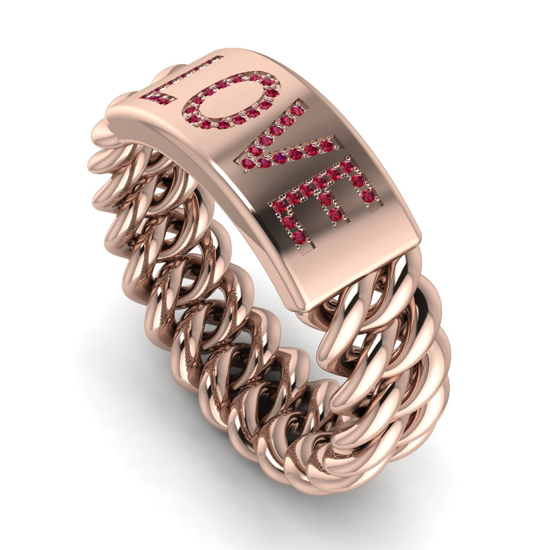 Personalized Ruby Chain Ring - Lucia No. 11