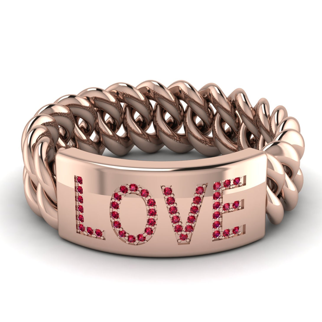 Personalized Ruby Chain Ring - Lucia No. 11