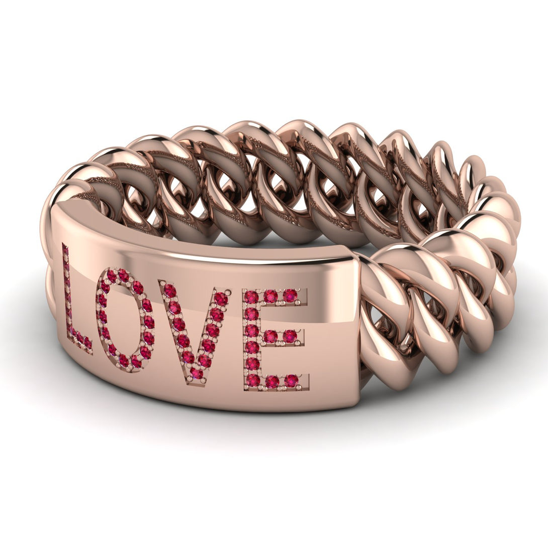 Personalized Ruby Chain Ring - Lucia No. 11