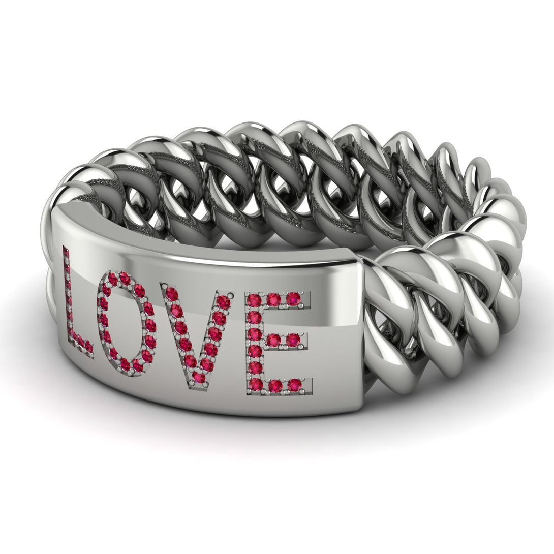 Personalized Ruby Chain Ring - Lucia No. 12