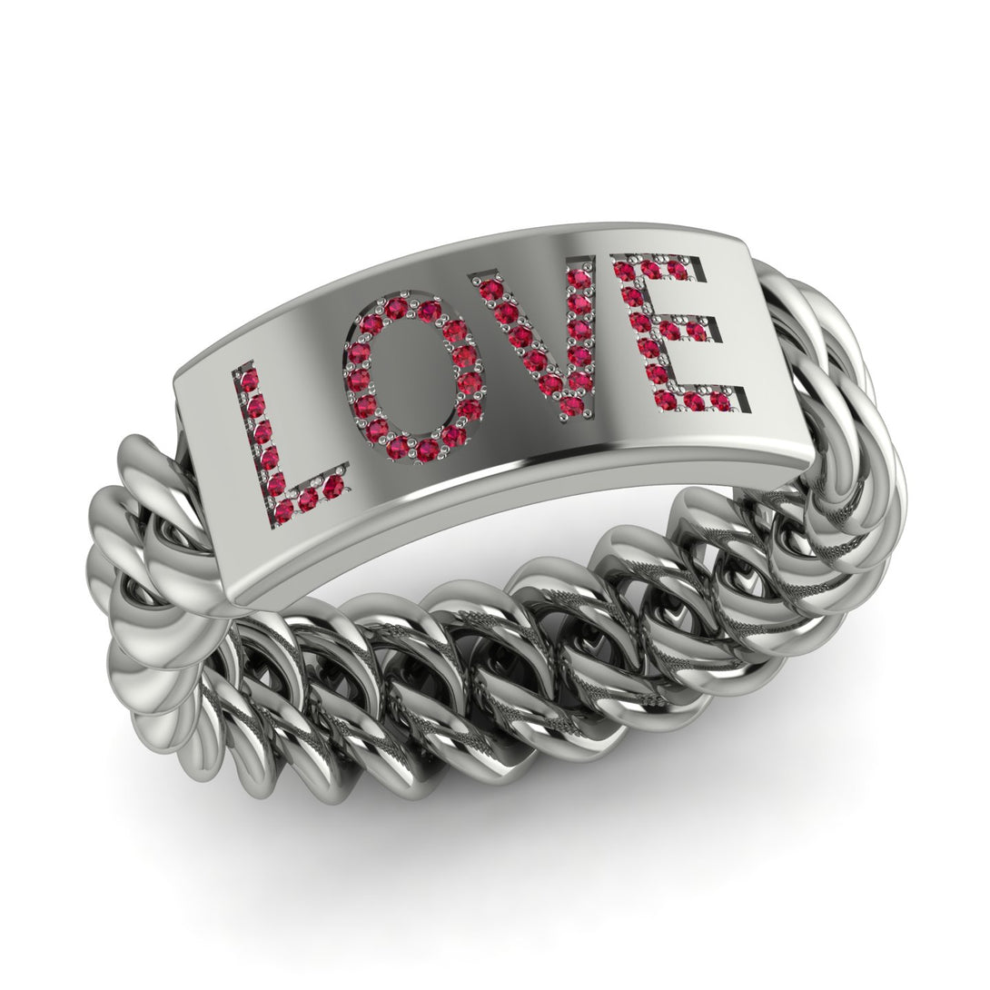 Personalized Ruby Chain Ring - Lucia No. 12