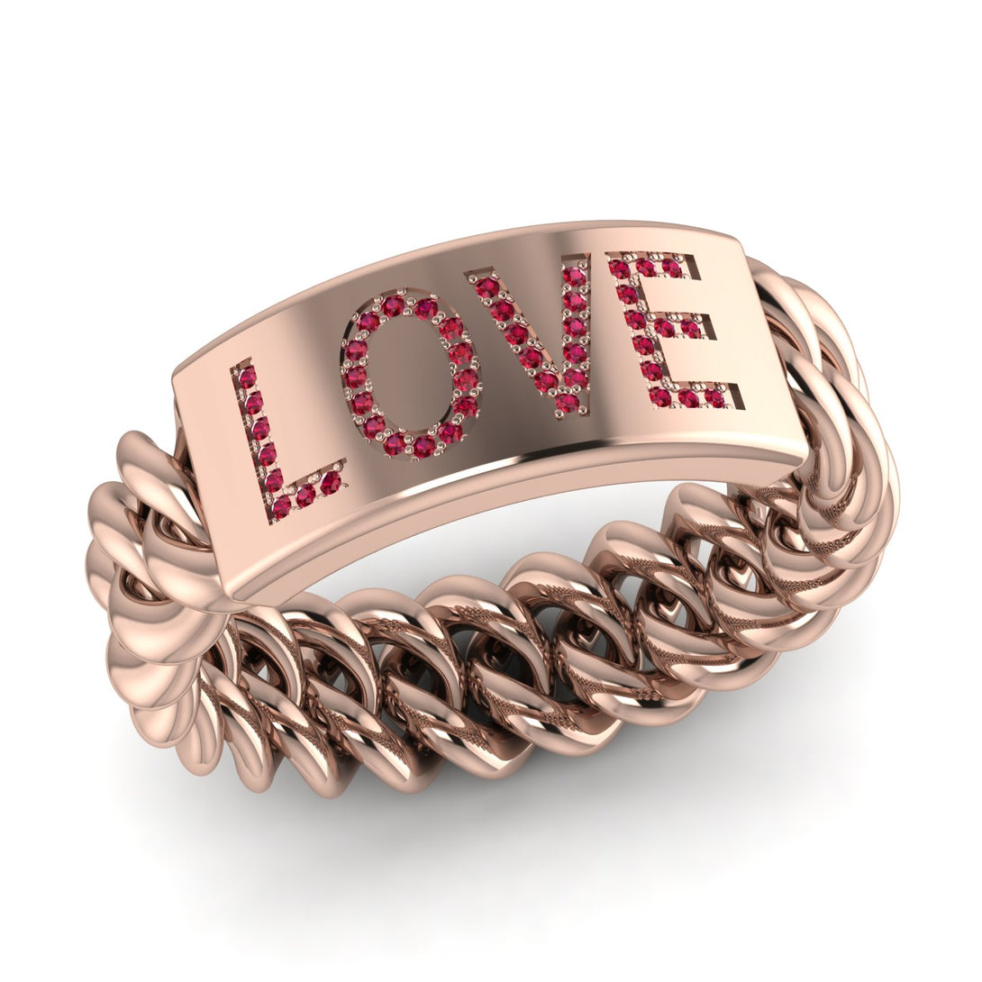 Personalized Ruby Chain Ring - Lucia No. 11