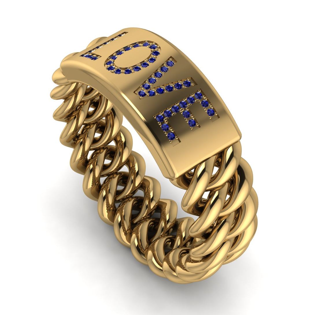 Personalized Sapphire Chain Ring - Lucia No. 13
